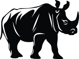 Indian Rhinoceros Logo Monochrome Design Style
