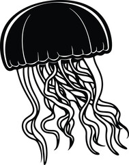 Jellyfish Logo Monochrome Design Style
