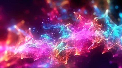 Fototapeta premium Vibrant Futuristic Abstract Background: Data Transfer made of Glowing Neon Colors with Dynamic Waving Lines and Plexus Effects