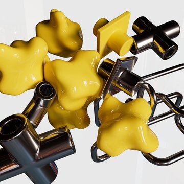 Abstract Plastic & Chrome Thingies No.05 Composition