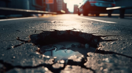 Hole in the asphalt. Generative Ai