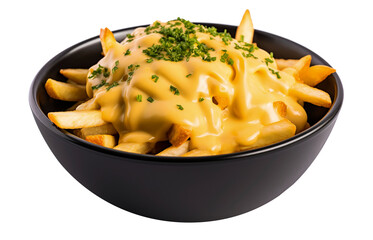 Cheese fries on transparent background. Generative AI.