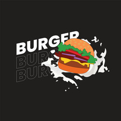 burger illustration t shirt design, modern t shirt design template.