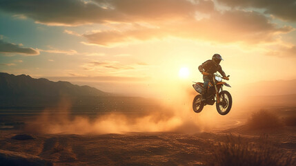 Obraz na płótnie Canvas Supercross, motocross, high speed. Sport concept. Generative Ai