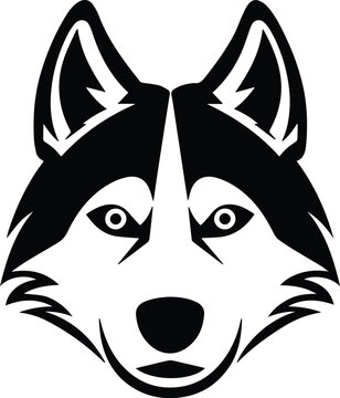Siberian Husky Logo Monochrome Design Style
