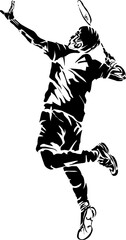 silhouette of a badminton player vector 