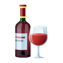 Illustration of red wine with a glass