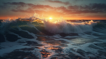 Sunset with sea. Generative Ai