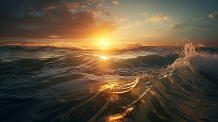 Sunset with sea. Generative Ai