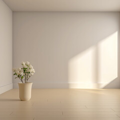 Empty Room with Plant Minimalism Illustration Generative AI KI Digital Art Cover Backdrop