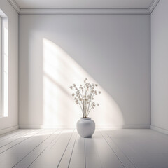 Empty Room with Plant Minimalism Illustration Generative AI KI Digital Art Cover Backdrop