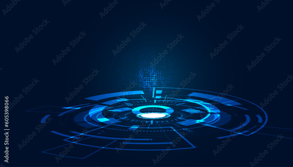Poster abstract circle digital circuit concept light circle network connection blue digital background futu