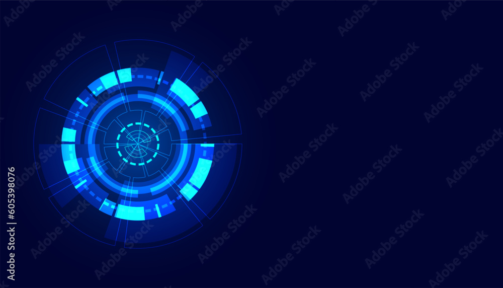 Poster abstract circle digital circuit concept light circle network connection blue digital background futu