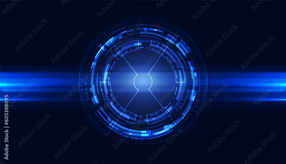 Aufkleber abstract circle digital circuit concept light circle network connection blue digital background futu