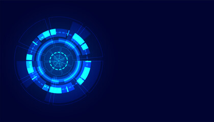 Abstract Circle Digital Circuit Concept Light Circle Network Connection Blue Digital Background Futuristic Modern.