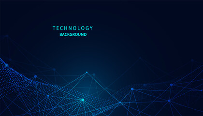 abstract technology concept digital link on hi tech blue background
