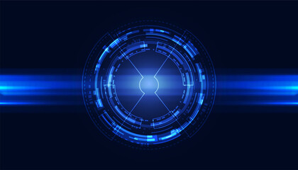 Abstract Circle Digital Circuit Concept Light Circle Network Connection Blue Digital Background Futuristic Modern.