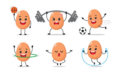 Egg Exercise Different Sport Activity Vector Illustration Sticker