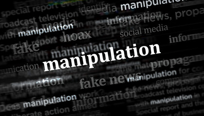 Manipulation disinformation and deep fake news headline titles media 3d illustration