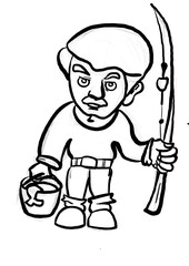 fisherman with fishing rod on a sunny day