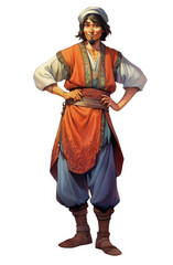 The cunning Aldar-Kose, a character from Kazakh fairy tales, isolated on a white background. AI generated.