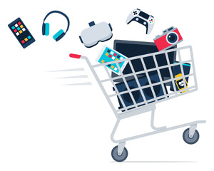 Shopping cart full of electronics © elenabsl