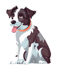 Cute puppy sitting with tongue out