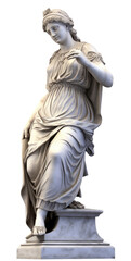 Fototapeta na wymiar Greek marble goddess statue isolated on a white background, AI generated