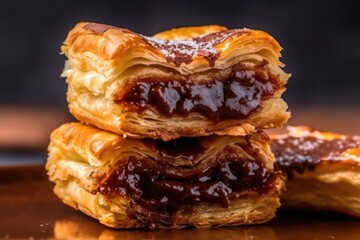 choco Puff pastry Puff pastry is a flaky light pastry Food photography