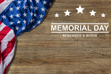 Fototapeta na wymiar Old American flag background for Memorial Day or 4th of July.