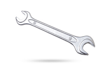 Wrench for nuts 10 and 13 millimeters on a white isolated background.