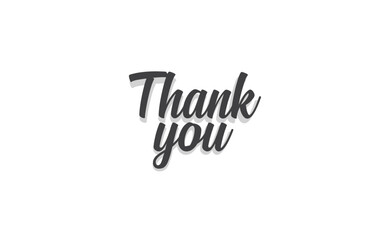 Thank you lettering text with drop shadow. Hand drawn style thanking message. Cursive calligraphic vector.