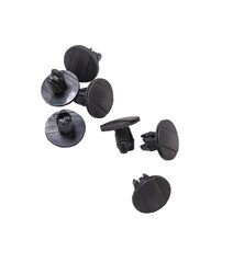 Black plastic clips for attaching car trim parts. Catalog of spare parts for vehicles.