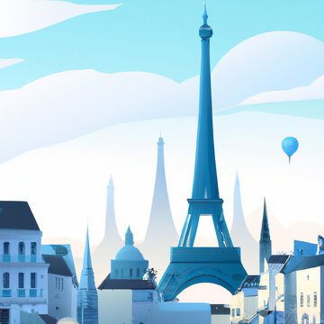 Eiffel tower City,Ilustration