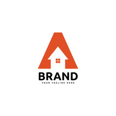 Free vector vector logo illustration letter A home Orange color style	
