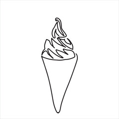 continuous line one line summer ice cream fresh name logo dessert hand drawn illustration vector