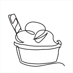 continuous line one line summer ice cream fresh name logo dessert hand drawn illustration vector