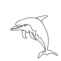 continuous line one line aquatic animal dolphin hand drawn illustration vector