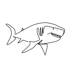 continuous line one line aquatic animal shark hand drawn illustration vector