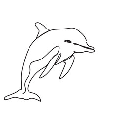 continuous line one line aquatic animal dolphin hand drawn illustration vector