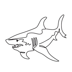 continuous line one line aquatic animal shark hand drawn illustration vector