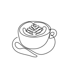 continuous line one line coffee cup warm morning drink breakfast hot coffee hand drawn illustration vector