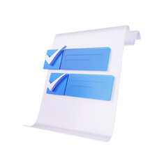 Checklist with tick marks 3d rendering illustration