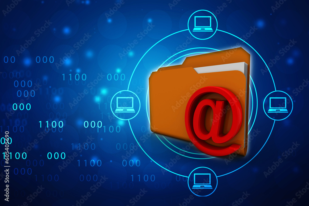 Poster 3d rendering folder icon email