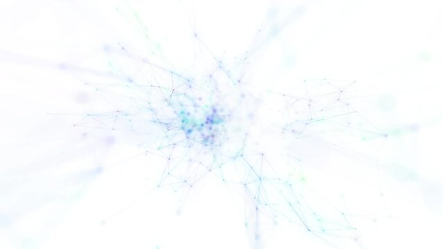 Illuminated parts of the abstract nervous system. Colourful blurred connections on a white background. Seamless loop.