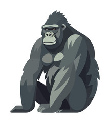Muscular gorilla mascot sitting