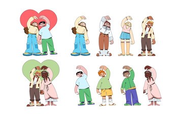 Couples folding their hands in the shape of heart on valentines day, with multiple people to choose from