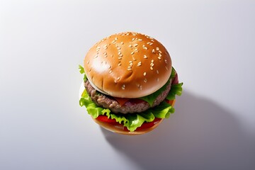 hamburger on a table - Generative AI