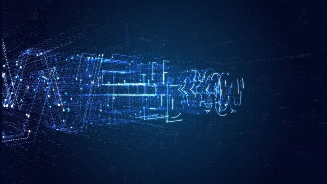 Digital Web 3.0 concept. Semantic Web and AI algorithms analyze, interpret and evaluate data such as DeFi, Crypto, NFT, DApps, Smart Contract or Blockchain on a beautiful blue background.