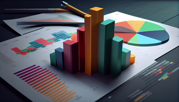 Business report. Graphs and charts. Business reports concept Ai generated image